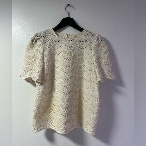Sezane Cream Lace Blouse